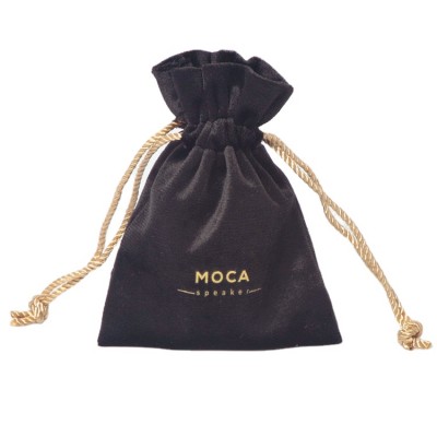 Custom gift bags with LOGO  velvet black pouch ribbon tie gift packaging bags